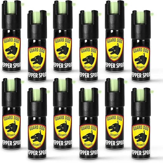 Guard Dog Security Self Defense Pepper Spray Glow in The Dark, OC Spray, UV Dye, Twist Top, Compact Size Self Defense Tool for Women and Men, Police Grade Formula, Up to 16 Feet Long Range