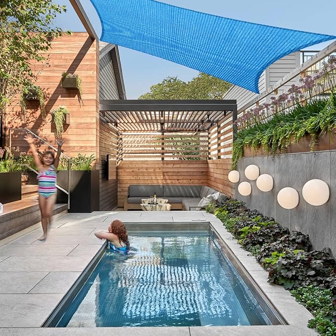 5' x 19' Blue Outdoor Sun Shade Sail Canopy ??UV Resistant Permeable Awning Fabric for Patio, Garden, Backyard, Pergola, Carport, Lawn Shelter Cover