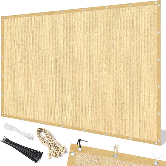 Artpuch 90% Sun Shade Cloth, 6 x 20 FT Pergola Shade Cover Canopy with Grommets, Sun Screen Fabric Tarp for Patio, Outdoor, Garden, Backyard, Wheat