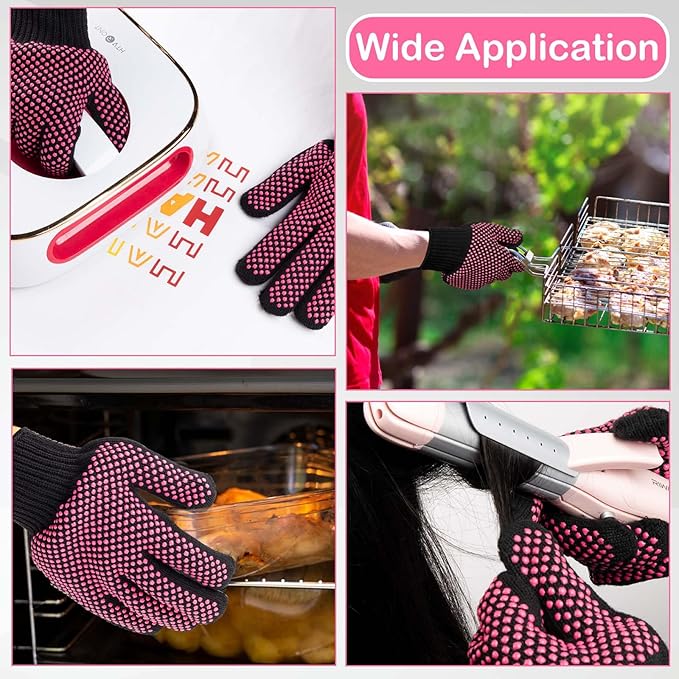 HTVRONT Heat Resistant Gloves for Sublimation - 2Pcs Heat Gloves for Sublimation, Hair Styling, Flat Iron - Thicker and Plus Size, Heat Resistant Work Gloves for Women, Universal Fit - (Plus Size)