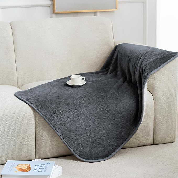 gogobunny Waterproof Pet Blanket for Small Dogs and Cats, Reversible Sherpa Fleece Soft Plush Throw for Couch Protection, Washable Furniture Protector (Dark Grey, 30x40 inches)