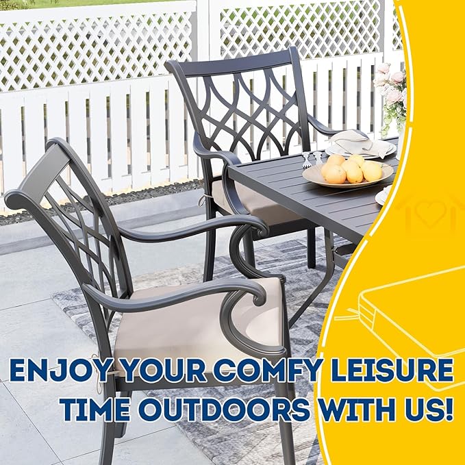 AAAAAcessories Outdoor Seat Cushions for Chairs, Waterproof, Fade-Resistant Patio Furniture Replacement Cushions, 20" x 20" x 3", Set of 2, Khaki Beige