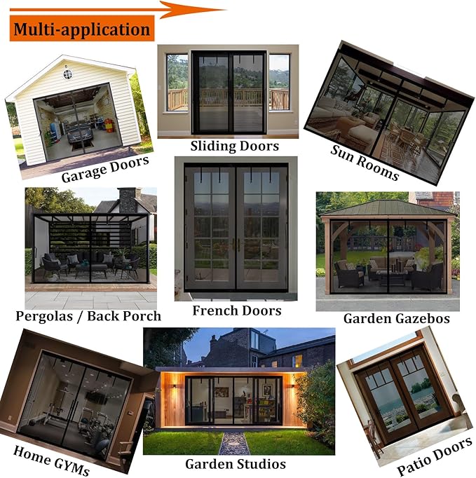 Garage Door Mesh Screen Kit 9x7 FT - Retractable Magnetic Net Screen Door for 1 Car Garage 9x7ft, Durable Fiberglass Mesh Blocks Bugs & Enhances Privacy - Great for Patio Porch Outdoor Use