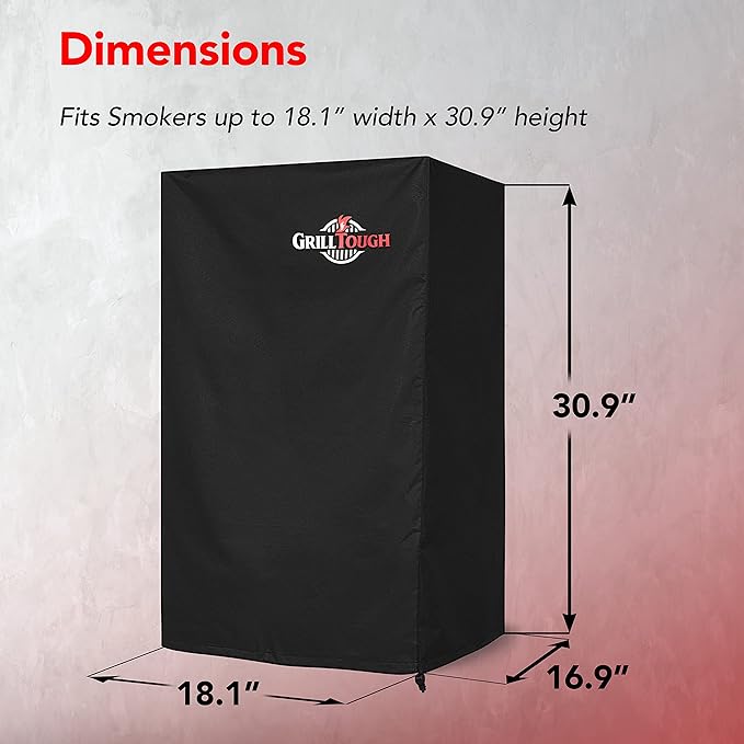 Heavy Duty Smoker Cover for Outdoor Griddle, 30 Inch – Waterproof, Weather Resistant, UV & Fade Resistant with Adjustable Straps – BBQ Cover for Flat Grill, Black