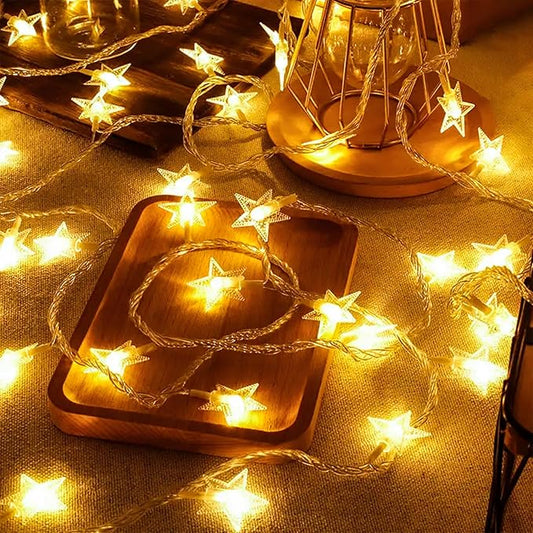 Fairy Star String Lights Plug in, 33ft 100 LED Cute Stars Shaped Lamp 8 Modes for Bedroom Classroom Dorm Porch Wedding Birthday Party Christmas Tree Indoor Outdoor Hanging Decorations (Warm White)