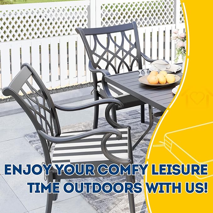 AAAAAcessories Outdoor Seat Cushions for Chairs, Waterproof, Fade-Resistant Patio Furniture Replacement Cushions, 19" x 19" x 3", Set of 2, Gray Cabana Stripe