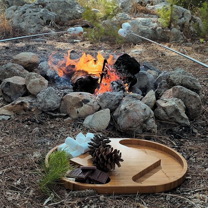 Smores Sticks For Fire Pit [Set Of 7] - Marshmallow Roasting Sticks For Campfire, Classic Smore Sticks - Hot Dog Sticks For Campfire - SUMPRI Campfire Sticks