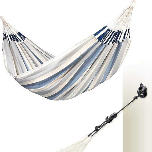 La Siesta® XL King Brisa Classic Hammock & CasaMount, Walls Ceilings Beams Suspension Kit - Indoor Outdoor Hammock Swing, Weather Resistant, Sea Salt