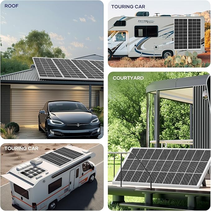18BB 200 Watt Solar Panel N-Type 200W Solar Panel 12V 24.3% High Efficiency Monocrystalline PV Module for RV Camper Marine Home Rooftop Power Station Off-Grid Systems (200w Single Panel)