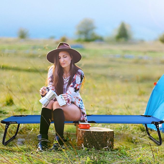 GYMAX Folding Camping Cot, Portable Ultralight Compact Sleeping Cot Bed for Adults with Oxford Fabric, for Outdoor Travel Backpacking Hiking Patio Home Office, 330LBS