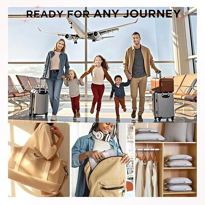 10 Set Compression Packing Cubes for Travel Essentials,Compressible Expandable Packing Cubes for Suitcase,OlarHike Luggage Organizer Bags for Travel,Handy Helper for Organizing Clothes(Pink Stripped)