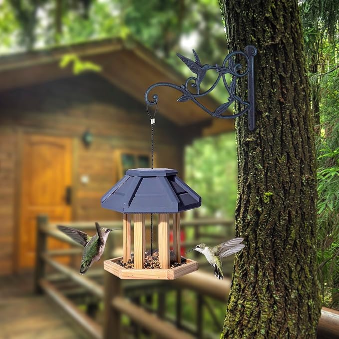 2PCS Plant Hangers Outdoor Heavy Duty Hanging Plant Bracket for Wall Indoor Garden Cast Iron Hummingbird Feeder Hooks Decorative Plant Hooks, Greenish