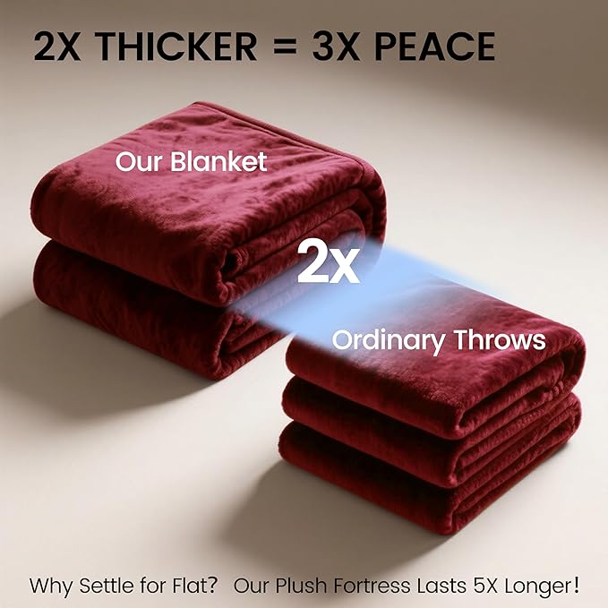 gogobunny Waterproof Bed Blanket, Reversible Sherpa Fleece Throw Blanket for Dog Puppy Cat, Furniture Cover Protects Bed Couch Sofa from Liquid Pee and Pet Fur (Romantic Red, 50x60 inches)