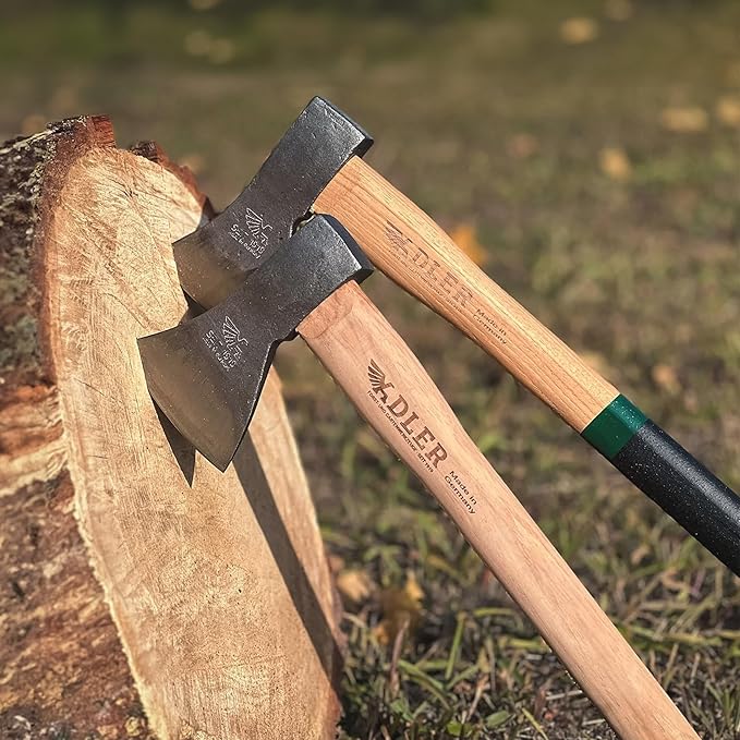 Rheinland Throwing Hatchet - World Axe Throwing League Compliant (1.95lbs, 15.75" Hickory Handle) - German-Made Throwing Axe with Sheath (Green Stripe)