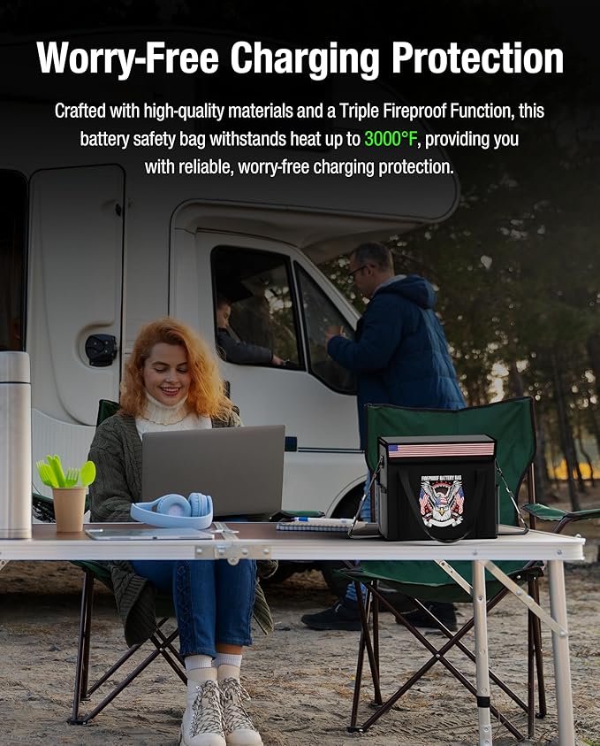 Fireproof Explosionproof Lipo Battery Safe Bag - Large Capacity Ebike Battery Storage Guard Pouch for Charging & Storage - Waterproof Protective Case for Ebike & Lithium Batteries(9.4x6x8.5 Inches)