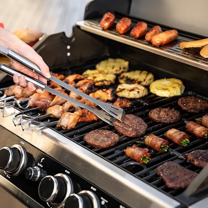 4-Burner Propane Gas Grill with Side Burner, Cabinet Style Grill with Glass Viewing Window, Porcelain-enameled Cast Iron Grate & Stainless Steel Warming Rack, Silver, SG5003S-SC