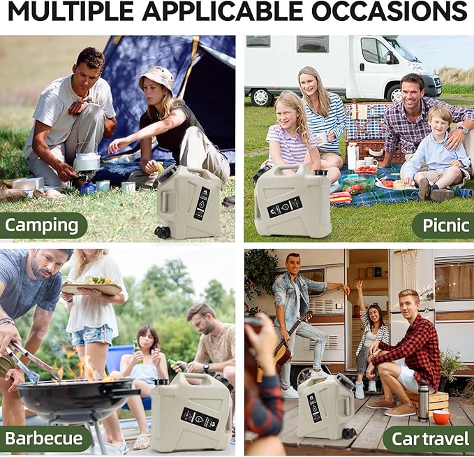 Camping Water Container - 3.2 Gallan Water Jug with Spigot | Portable Water Tank for Outdoor Hiking Picnic Supplies-Grey