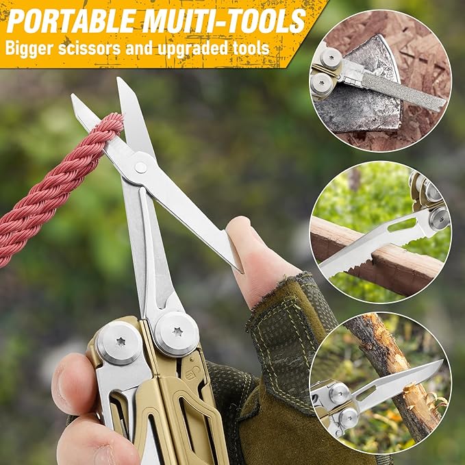 BIBURY Multitool Pliers Pro BI2045, 31-in-1 Stainless Steel Multi Tool with Replaceable Wire Cutters and Saw, Foldable Heavy-duty Multitool Set with Scissors and Screwdriver for Hiking Camping Repair