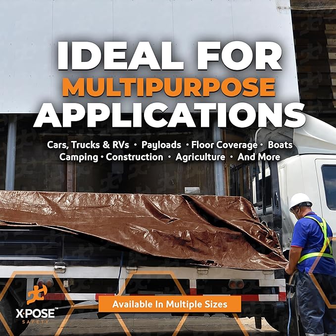 30' x 40' Brown/White Ultra Heavy Duty Tarp - 20 Mil Tarps Heavy Duty Waterproof 30X40 - Extra Large Outdoor Tarp, Waterproof Tarp Cover for Rain Camping, Tent Tarp, UV Protection, Reinforced Corners