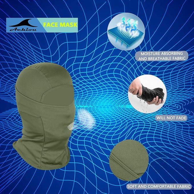 Achiou Ski Mask for Men Women, Balaclava Face Cover, Shiesty Mask UV Protector Lightweight for Motorcycle Snowboard