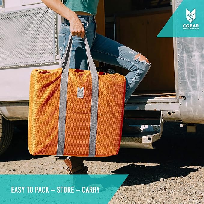 CGEAR RV Camping Mat, Sand Free Outdoor Reversible Rug for Campsite, Backyard, Patio, Deck, and Beach (Orange 8' x 11')