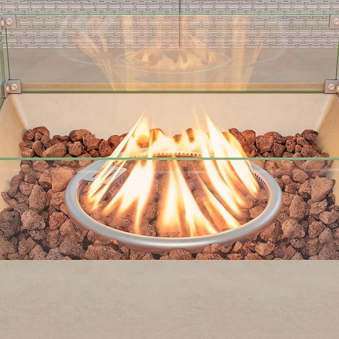 COSIEST Square Outdoor Sandstone Propane Fire Pit w Wind Guard, CSA Certified, 50,000 BTU Stainless Steel Burner, 35-inch, Free Lava Rocks and Rain Cover, Tank Outside, Metal Lid (Gray)