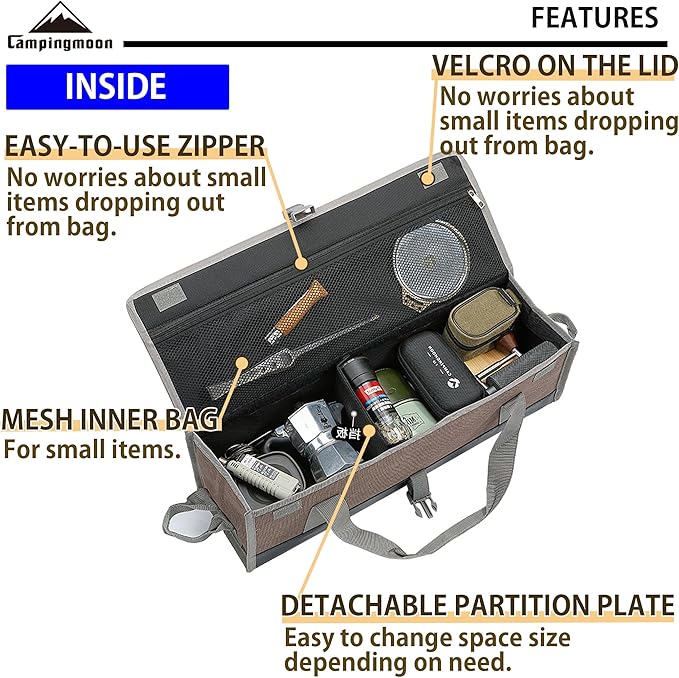 CAMPINGMOON 21.7-inch Bottom Waterproof Outdoor Camping Tent Stakes Hammer Multi-container Box Storage Bag B-160C