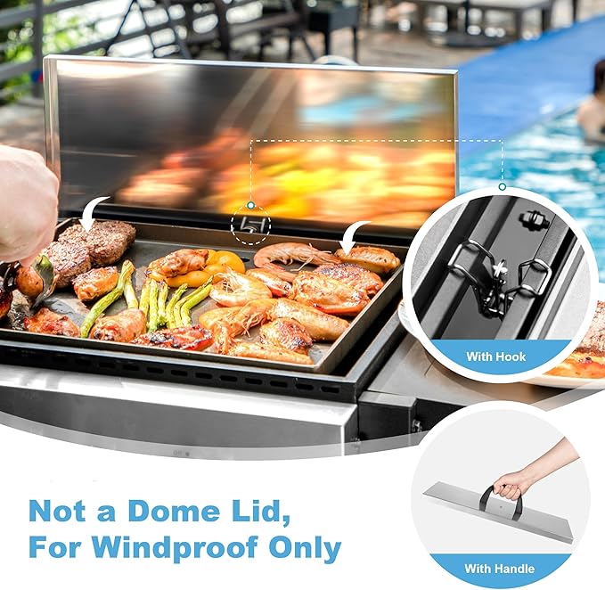 GREEN PARTY 2 Burner Griddle Grill Combo, 2 in 1 Propane Gas BBQ Grill w/Cast Iron Plate, 20,000 BTU Output Small Flat Top Propane Barbecue Grill for Camping, Patio, Backyard, Balcony