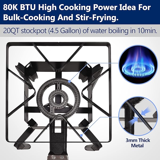ARC 100,000BTU Propane Outdoor Burner Camp Gas Stove,with Removable Legs,Ideal for Woks, Skillets and Pots