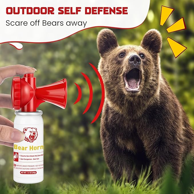 Bear Horn to Scare Bears 1.4oz, Very Loud 120dB Bear Air Horns for Safety for Hiking, Heard Up to 1/2 Mile Away, Bear Spray Self Defense, Blow Horn to Scare Wild Animals, Bear Alarm