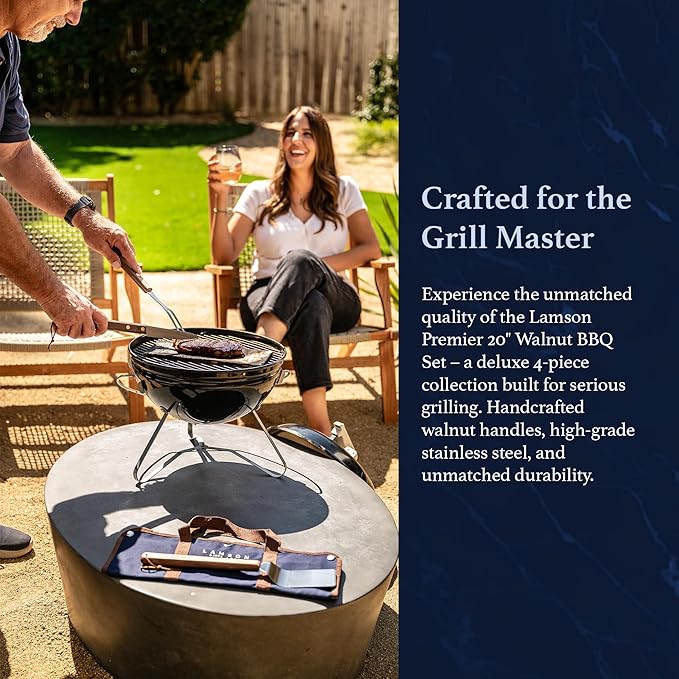 Lamson Premier 20" Walnut 4-Piece Deluxe BBQ Set