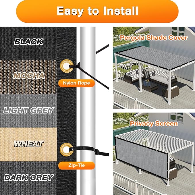 Artpuch Outdoor Pergola Shade Cover 13x19 FT Sun Shade Cloth with Grommets Light Grey 90% UV Protection Canopy Patio Privacy Screen (Customized Available)