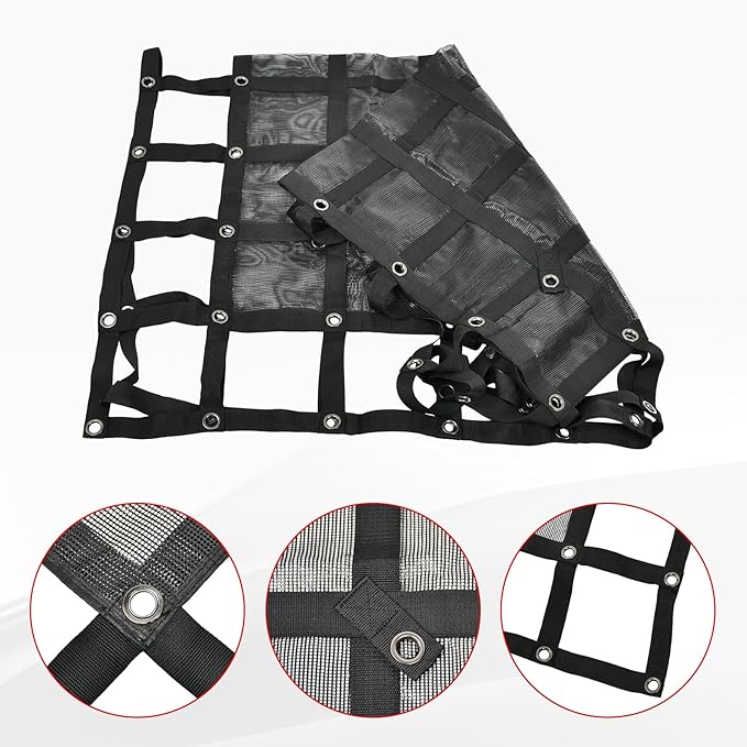 Heavy Duty 57" x 72" Truck Bed Cargo Net with Adjustable Cam Buckles & S-Hooks & Cross Strap,4.75' x 6' Cargo Net with 1500LBS Capacity for Pickup Truck Bed Trailer SUV Jeeps