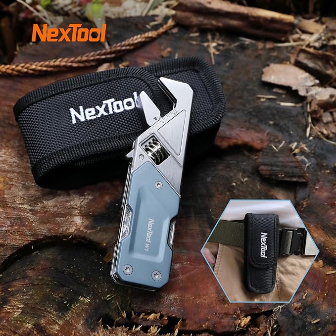 NexTool EDC Multi Tool, 6 in 1 Wrench Multitool with Knife, Flat/Phillips Screwdriver and Bottle Opener, Bike Multitool with 9 in 1 Bits Set and Nylon Pouch for Cycling Maintenancen, Household Repairs