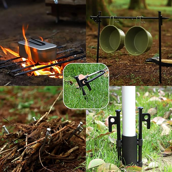 8 Pack Tent Stakes Heavy Duty Metal Tent Pegs for Camping Steel Tent Stakes 8 inch Unbreakable and Inflexible