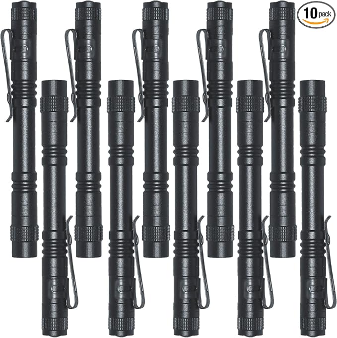 Beieverluck 10 Pack Small Mini LED Flashlight Pocket Flashlight Pen Light Flashlight Tactical Flashlight with Clip Flashlights for Camping Outdoor Emergency Inspection Fathers Gifts for Dad Husband