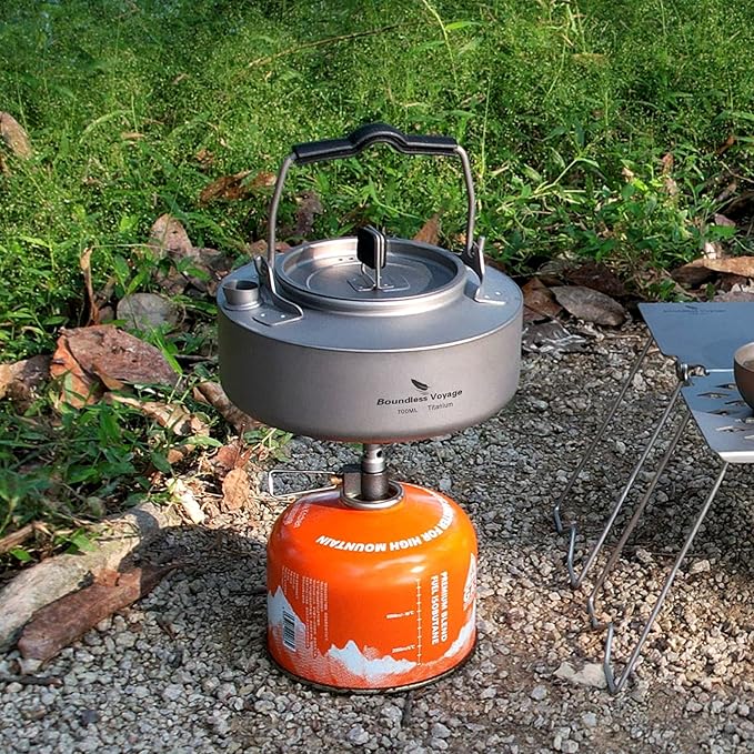 Boundless Voyage Titanium Kettle with Folding Handle & Filter Ultralight Teapot Outdoor Camping Coffee Pot for Boiling Water Coffee Tea