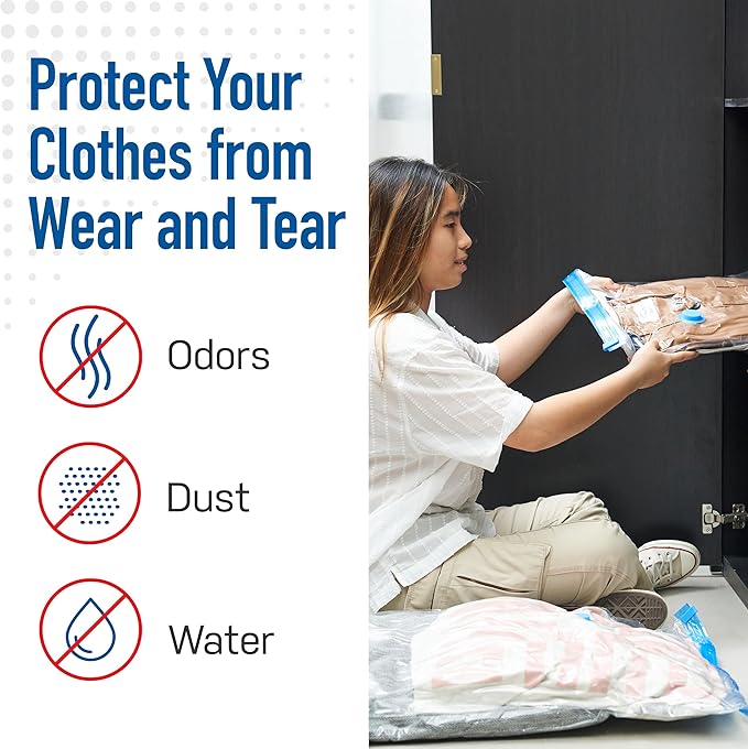 10 Pack Large Vacuum Storage Bags for Comforters, Blankets & Clothes – Vacuum Sealed Compression Bags with Hand Pump – Space Saver Storage Bags for Bedding, Moving, Travel & Organization