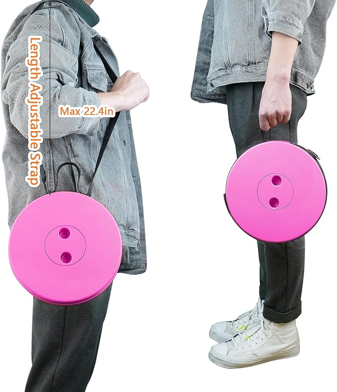 Boreeman Upgraded Folding Stool Lightweight Yet More Sturdy with Load Capacity 400lbs Portable Collapsible Stool for Camping Fishing Hiking BBQ (Pink)