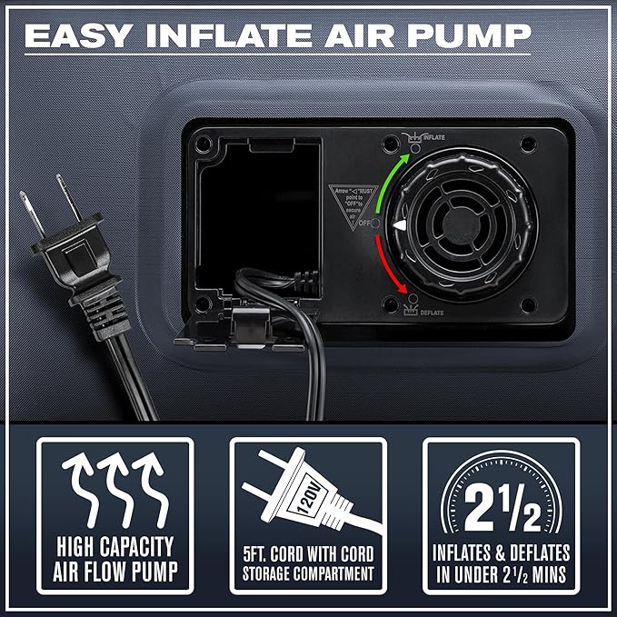 Pittman 18" Queen Air Mattress with Built in Pump - Comfort Series Queen Blow Up Mattress, Inflates & Deflates Fast, Easily Folds Away - Treat Your Guests to a Plush Luxury Air Bed