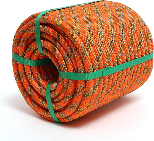 Climbing Rope, 1/2 Inch x 150 Feet Double Braided Arborist Rope Polyester for Outdoor, Climbing, Hiking, Swing, Tree Work, Halyard, Sailing etc(Orange)