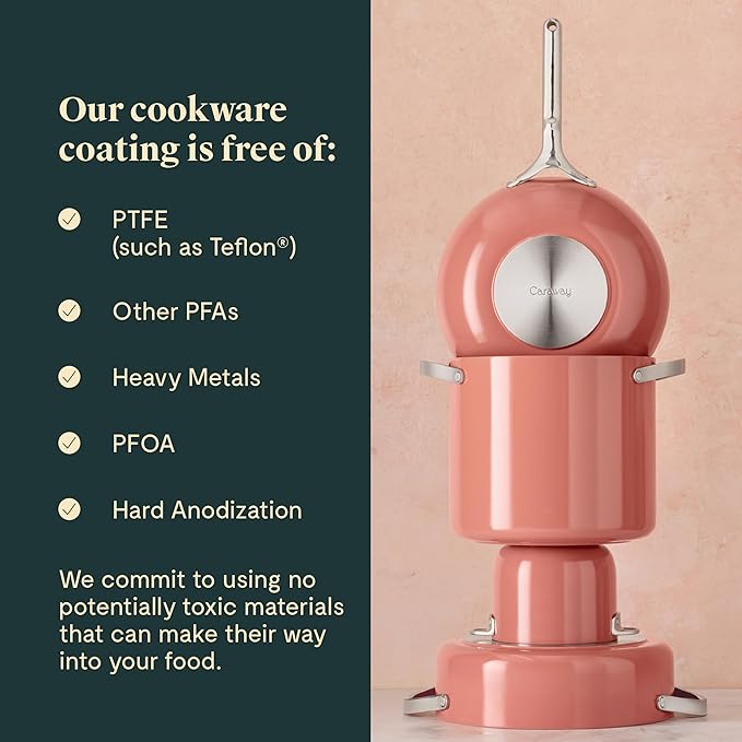 Caraway Petite Cooker - 2 Qt Ceramic Coated Pot - Free From Forever Chemicals - Perfect for Rice, Grains, or Sauces - Perracotta