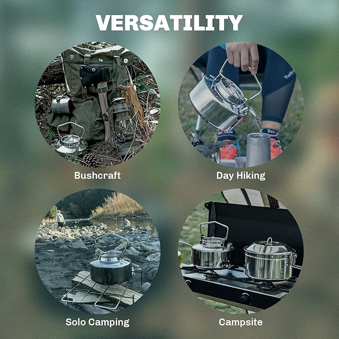 Fire-Maple Antarcti Portable 1 Liter Lightweight Stainless Steel Camping Kettle | Durable and Portable Camp Tea Pot | Ideal for Bushcraft and Outdoor Campfire Use