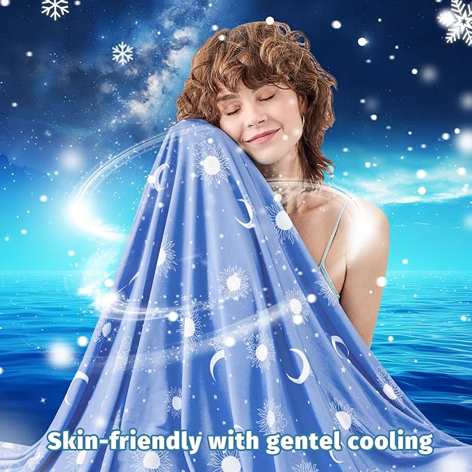 inhand Cooling Blanket (50"x60") - Cooled Blankets for Hot Sleepers Lightweight Breathable Summer Blanket for Sleeping Night Sweats to Keep Cool in The Heat -Midnight Blue