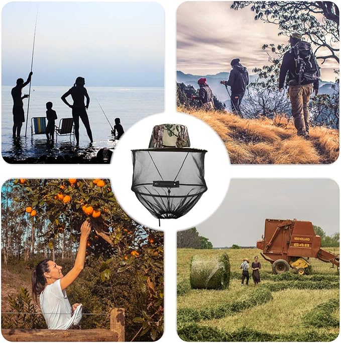 CozyCabin Mosquito Head Net Hat with Removable Mesh Hidden Netting, Design for Outdoor Fishing Gardening