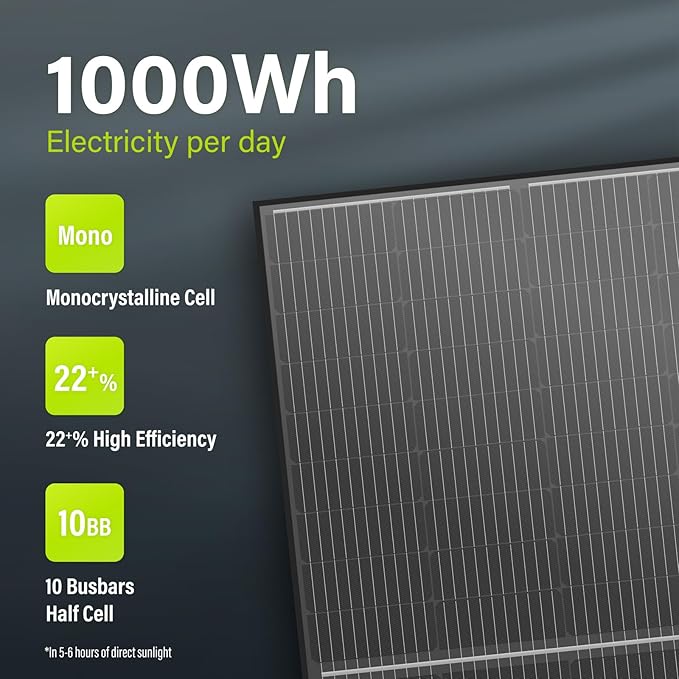 Newpowa Bifacial 200 Watt 12 Volt Solar Panel 10BB Monocrystalline Double-Side 25% High-Efficiency, PV Module Power Charger for RV Marine Boat Farm and Other Off-Grid Applications