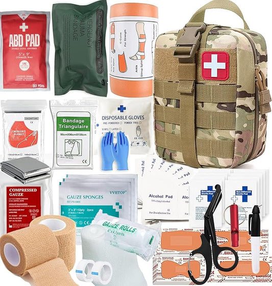 IFAK Kit Trauma Kit Military Medical First Aid Kits Bleeding Contral Emergency Survival Bug Out Bag for Camping Gear Supplies Hiking (Camouflage)