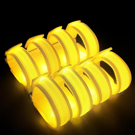 8 PCS LED Glow Bracelets, Light Up Wristbands - Halloween Glow in The Dark Party Bracelets Favors Supplies for Christmas, Concerts, Festivals, Game Prizes, Sports, Rave Accessories（Yellow）