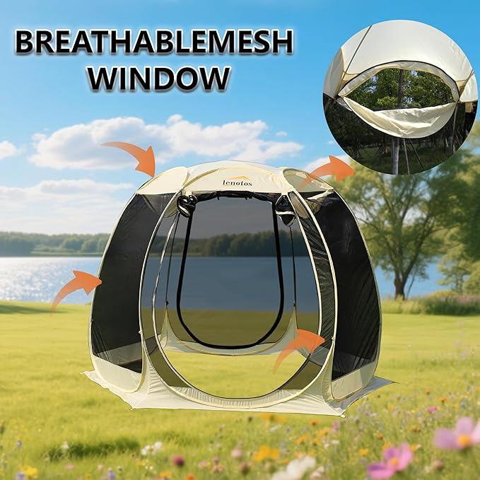 Pop Up Screen House, 10'x10' Outdoor Screen Tent for Camping, Screened Gazebo with Mosquito Netting, Carry Bag