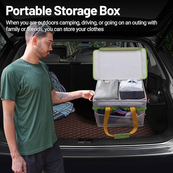 Himalaya 30L Camping Storage Bag with Lid, Carrot Orange Camping Organizer Containers, Picnic Basket Chuck Box Tactical Bag for Hiking Cookware Travel Car